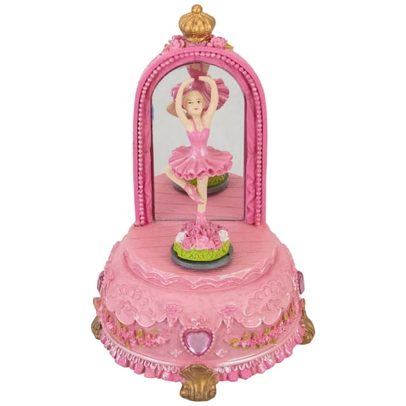 Northlight 5.5” Pink Twirling Ballerina Music Box – Children’s Resin Tabletop Decoration Playing