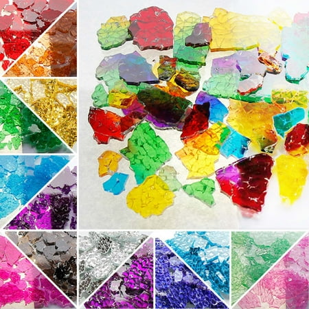 

Closeout Deals! Wall Decor Eguiwyn Colorful Ice Crack Fragments Diy Creative Handmade Art Color Tempered Glass Particles Light Transmission Colored Ice Shards F