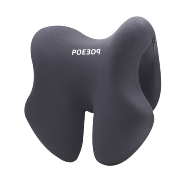 Almohada cervical de espuma viscoelástica multiusos para adultos, transpirable, kit de viaje, suave, para almuerzo. Gris oscuro