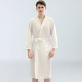 thumbnail image 1 of Cotton Waffle Robe，Couples Robes Long Kimono Bathrobe，Loungewear Dressing Gown Hotel Robe with Pockets, 1 of 5