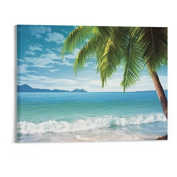 Shiartex Canvas Wall Art for Living Room Ocean Artwork Canvas Paintings Pictures for Bedroom Kitchen Tropical Palm Tree Hawaii Beach Wall Decor 20x16 inch