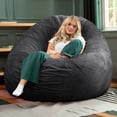 thumbnail image 3 of Jaxx 6-Foot Giant Bean Bag Chair, Convertible 2-in-1 Chair & Bed for Adults, Microsuede Black, 3 of 8