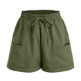 thumbnail image 6 of GEWSEY Women's Linen Shorts Casual Summer Shorts High Waisted Comfy Pull On Shorts with Pockets (Army Green, XXL), 6 of 9
