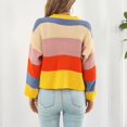 thumbnail image 3 of Teen Girl Sweater, V Neck Women Cardigan Crochet Contrast Colour  For Office ANGGREK Amarillo M, 3 of 6