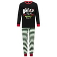 thumbnail image 2 of Pijamas navideños familiares a juego, camiseta de manga larga con estampado de letras y pantalones a rayas. Ropa de dormir para estar en casa., 2 of 10