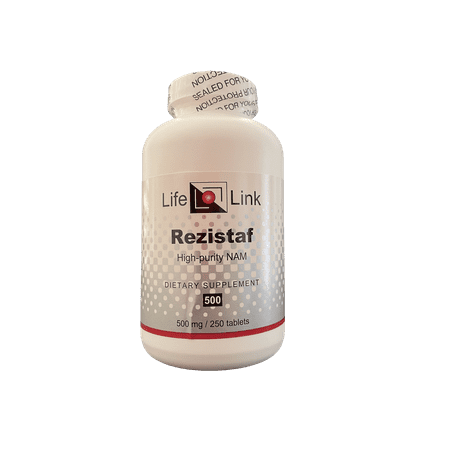 LifeLink's Rezistaf (Niacinamide/Nicotinamide) | 500mg x 250 Tablets | Skin Inflammation & Health, Energy Production, DNA Repair, Acne, Rosacea, Psoriasis | Gluten Free & Non-GMO