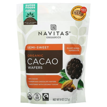 Navitas Organics Semi-Sweet Organic Cacao Wafers 8 oz Pkg
