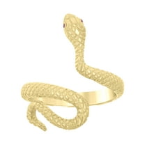 10kt Real Yellow Gold Womens Pink Cubic-Zirconia Snake Fashion Ring
