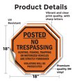 thumbnail image 2 of Posted No Trespassing Hunting, Fishing, Trapping or Motorized Vehicles Are Strictly Forbidden Violators Will Be Prosecuted (2 Pack) 18 inch X 18 inch Octagon Vinyl Label Decal Sticker, 2 of 5