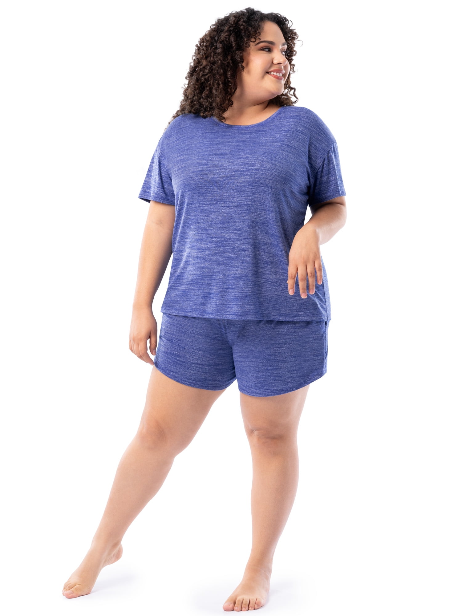 Fruit of the Loom Women's Soft and Breathable Short Sleeve Crew Top & Pajama Short Set, Sizes S-4X