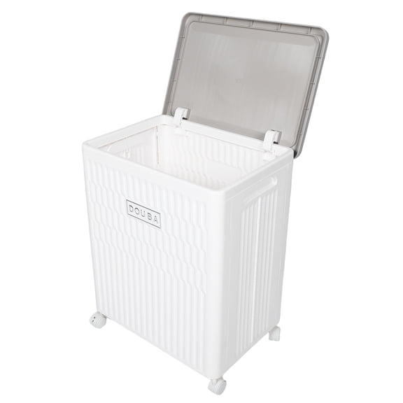 Laundry Baskets with Wheels, Laundry Hamper, Foldable Rolling Laundry Basket Plastic with Handles& Breathable