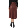 thumbnail image 3 of INSPIRE CHIC Women's Skirt Casual Vintage High Waist A Line Faux PU Leather Midi Skirts M Burgundy, 3 of 5