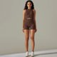 thumbnail image 1 of Traje corto de yoga para mujer, conjuntos de pantalones cortos sin costuras para gimnasio, chándal de realce, conjuntos de ropa de entrenamiento para mujer, ropa deportiva con cremallera, 1 of 5