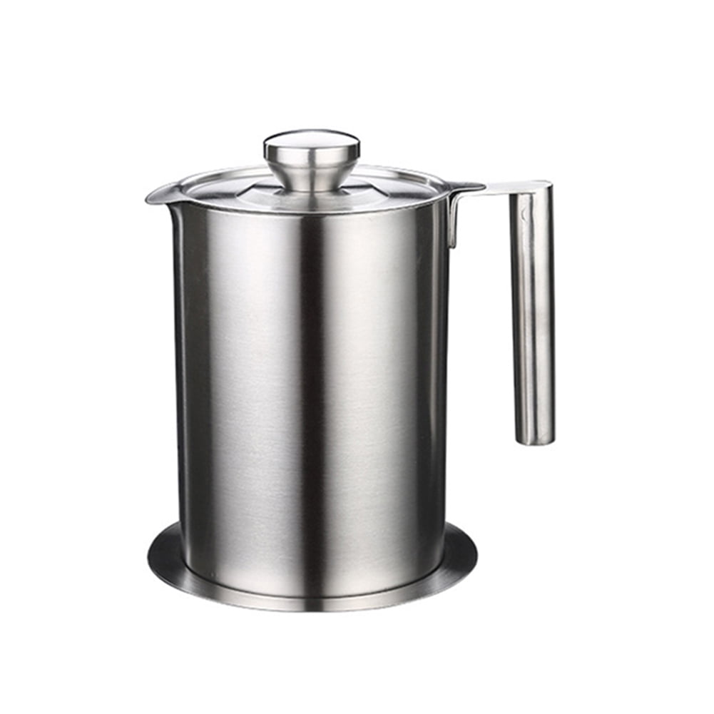Kitchen Cooking Oil Filter Pot Soup Grease Strainer Separator Stainless Steel 