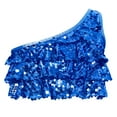 thumbnail image 1 of Doomiva Kids Girls Ruffle Detail Shiny Dancewear Modern Stage Performance Sequin Crop Tops Glittery Dance Tank Tops Royal Blue C 12, 1 of 5