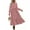 Pink, variant on UVN Fall Long Dress for Women Crewneck Casual Long Sleeve Pleated Dresses with Pockets