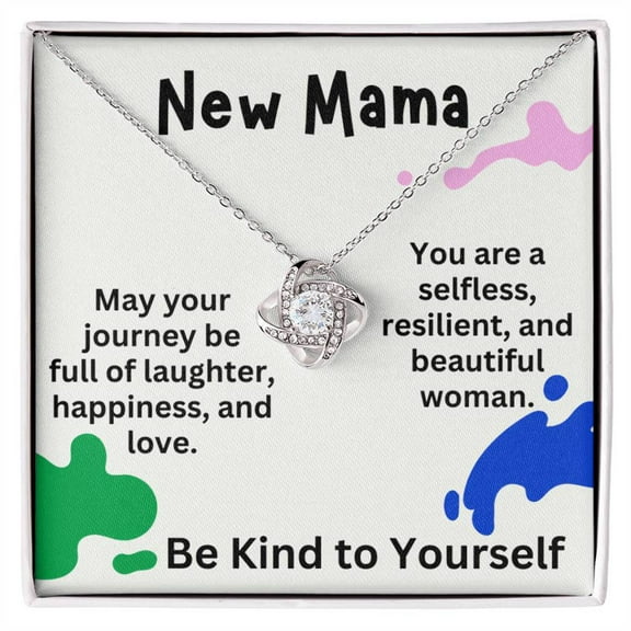 New Mama Necklace First Time Mom Christmas Gifts May Your Journey Be Full of Laughter Happiness Love New Mom Gifts 1st Time Mom Love Knot Necklace
