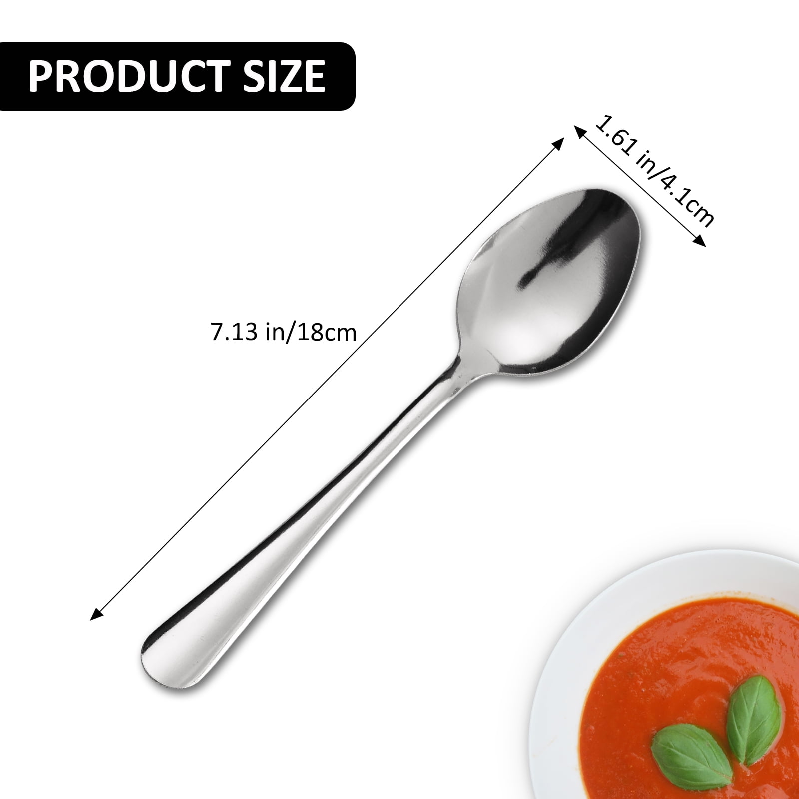Hansmart 120pcs Dinner Spoons,7.1" Stainless Steel Spoons Silverware, Kitchen Essential Dinner Spoons, Table Spoon for Home Kitchen Restaurant, Party, Catering, Picinc, Dishwasher Safe