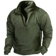 thumbnail image 2 of Sweatshirts for Men 2025 Fall Winter Long Sleeve Fleece Lined Half Zipper Stand Collar Tactical sweatshirt Pullover, 2 of 5