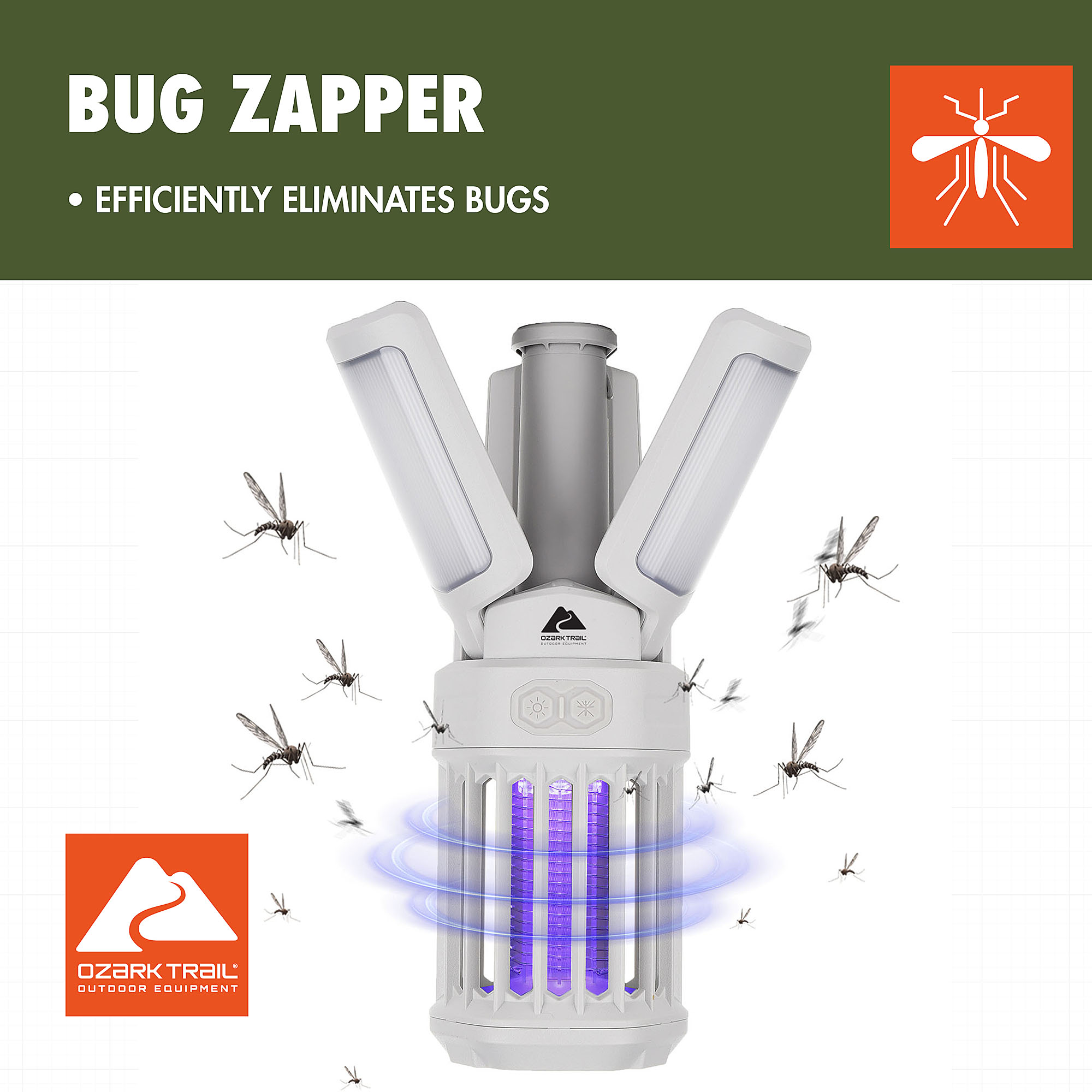 Ozark Trail Rechargeable LED Bug Zapper Lantern, Gray photo 2