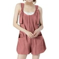 thumbnail image 5 of Ruyang Short Linen Overall for Teen Girls Adjusted Strap Sleeveless Wide Leg Short Jumpsuit Summer Romper Kids Casual Overall, 5 of 5