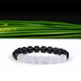 thumbnail image 3 of Natural Blue Lace Agate & Matte Black Onyx 8mm Round Shape Smooth Cut Beads Stretchable Bracelet for Men & Women., 3 of 3