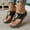 Black, variant on Summer Slip-On Sandals for Women Wide Feet Plus Size Casual Beach Leisure Round Toe Flip Flops Thick Bottom Wedge Heels