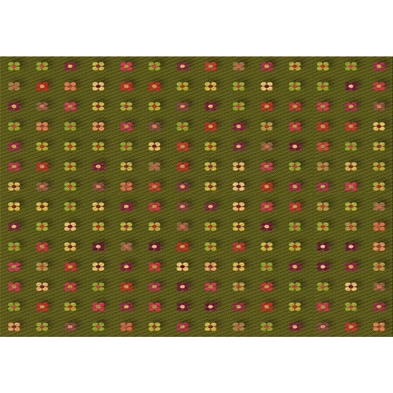 Ahgly Company Machine Washable Indoor Rectangle Transitional Dark Yellow Green Area Rugs, 4' x 6'