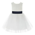 thumbnail image 2 of Ekidsbridal Girl Communion Flower Girl Dress - Knee Length Backless Ivory Lace Dress with Tiebow 206T-A (Size: S-10), 2 of 3