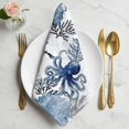 thumbnail image 2 of Octopus Coastal Cloth Napkins, Navy Blue Nautical Summer Ocean Washable and Reusable Dinner Napkins Set of 6, Table Napkin for Kitchen Party Birthday Wedding Hotel Housewarming 20"x20", 2 of 9