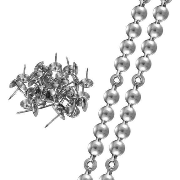 Uxcell 2 Pcs Upholstery Tacks Strips, 32.8ft Decorative Nails Strips D11mm Glossy Nail Trims for Furniture Sofa Headboard Chair DIY Crafts with Upholstery Nails, Silver