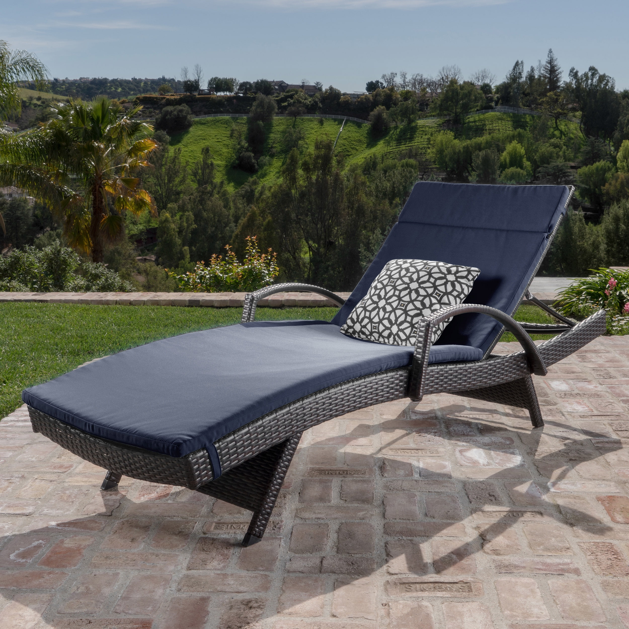Anthony Outdoor Wicker Adjustable Chaise Lounge with Arms ...