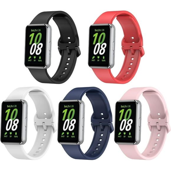 KOMI 5 Pack Silicone Watch Band Compatible with Samsung Galaxy Fit3, Smart Watch Strap with Stainless Steel Buckle for Women Men Galaxy Fit3 Wrist Bands