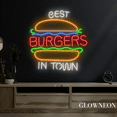 thumbnail image 3 of Glowneon Best Burgers In Town Neon Sign, Burger Fast Food Led Decor, 3 of 4