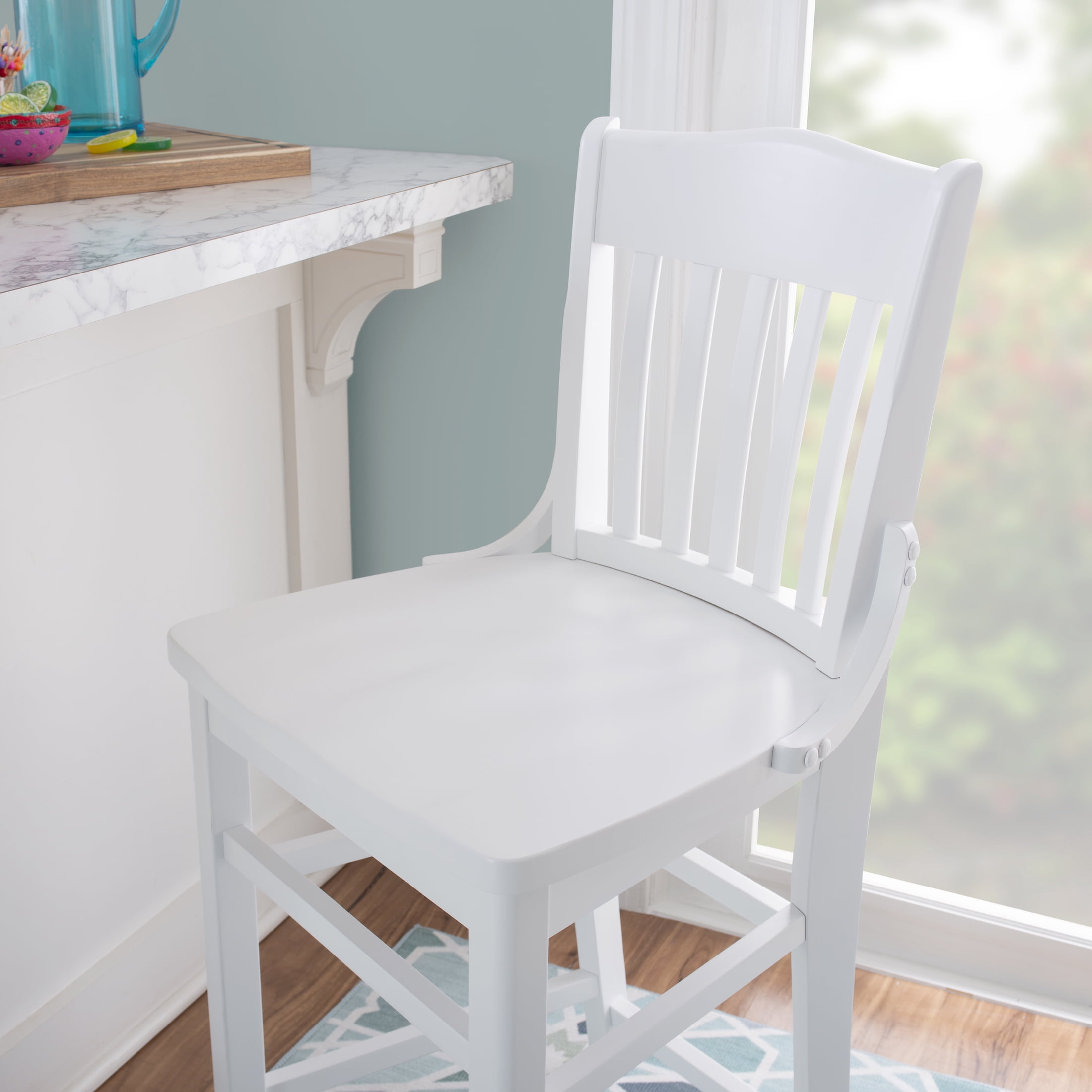 Linon Judah 24 Inch High Back White Counter Stools, Set of 2