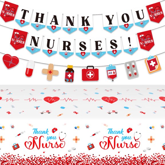Crusward Nurses Week 2025 Decorations -Thank You/Happy Nurse Appreciation Gifts Bulk RN Graduation Party Decor Supplies