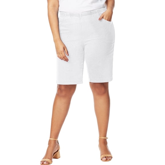 JustMySize Womens 4-Pocket Bermuda Shorts 5X White Twill