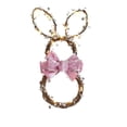 thumbnail image 2 of TechToyHub Lighted Easter Bunny Wreath,21.3x10 in Artificial Pink Wreath with Linen Bow & String Lights,for Front Door Window Wall Fireplace,Durable Realistic Pink Easter Spring Home Decor, 2 of 5