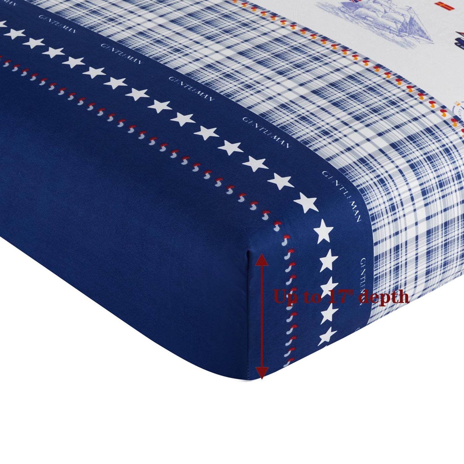 Marina Decoration Kids Boys Toddlers Cute Printed 600 Thread Count Soft Deep Pocket Cotton Blend Percale All Season Bedding Sheet Set, Nautical Sailing Boat Pattern