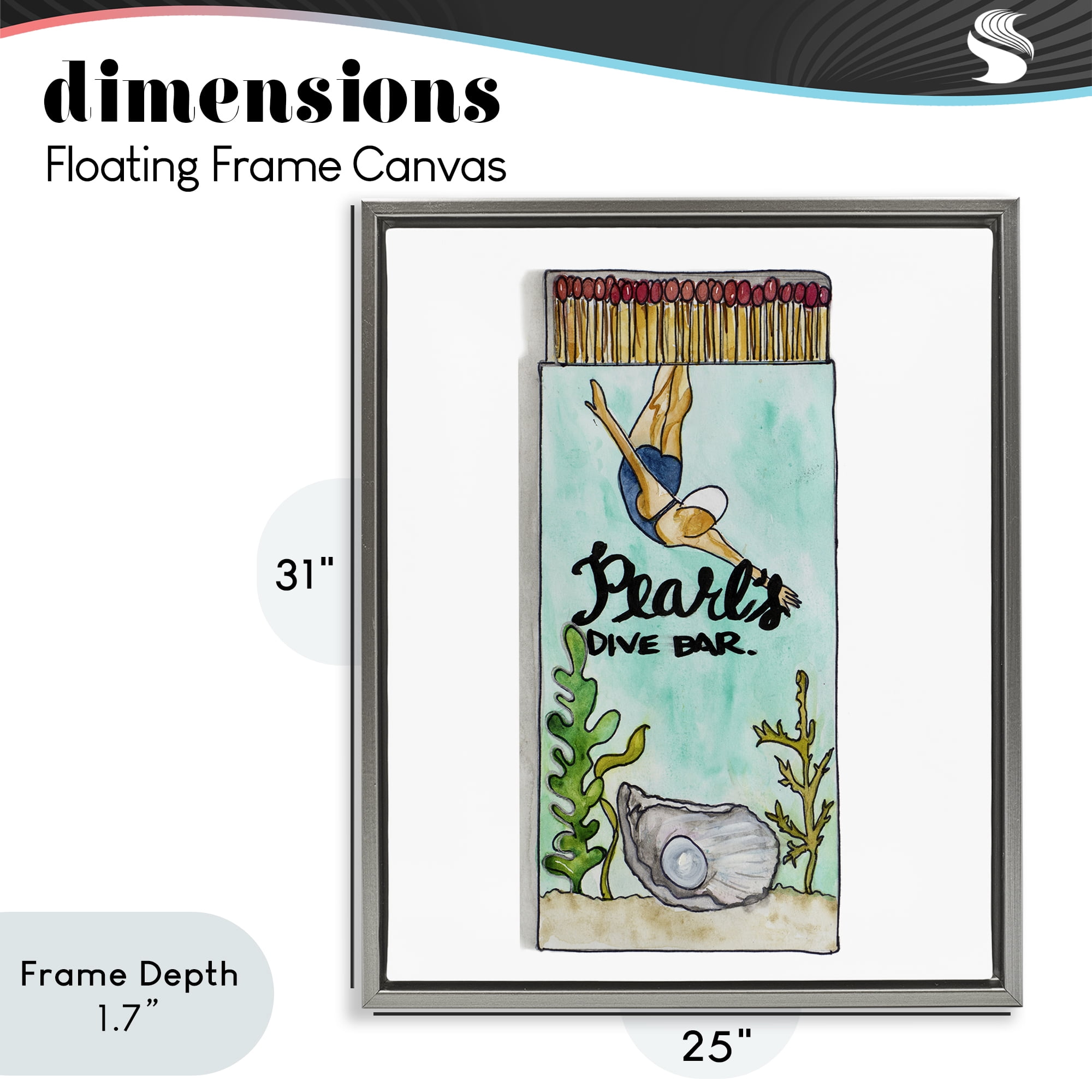 Stupell Industries Pearl Dive Matchbook Gray Framed Floater Canvas Wall Art, design by Nola James