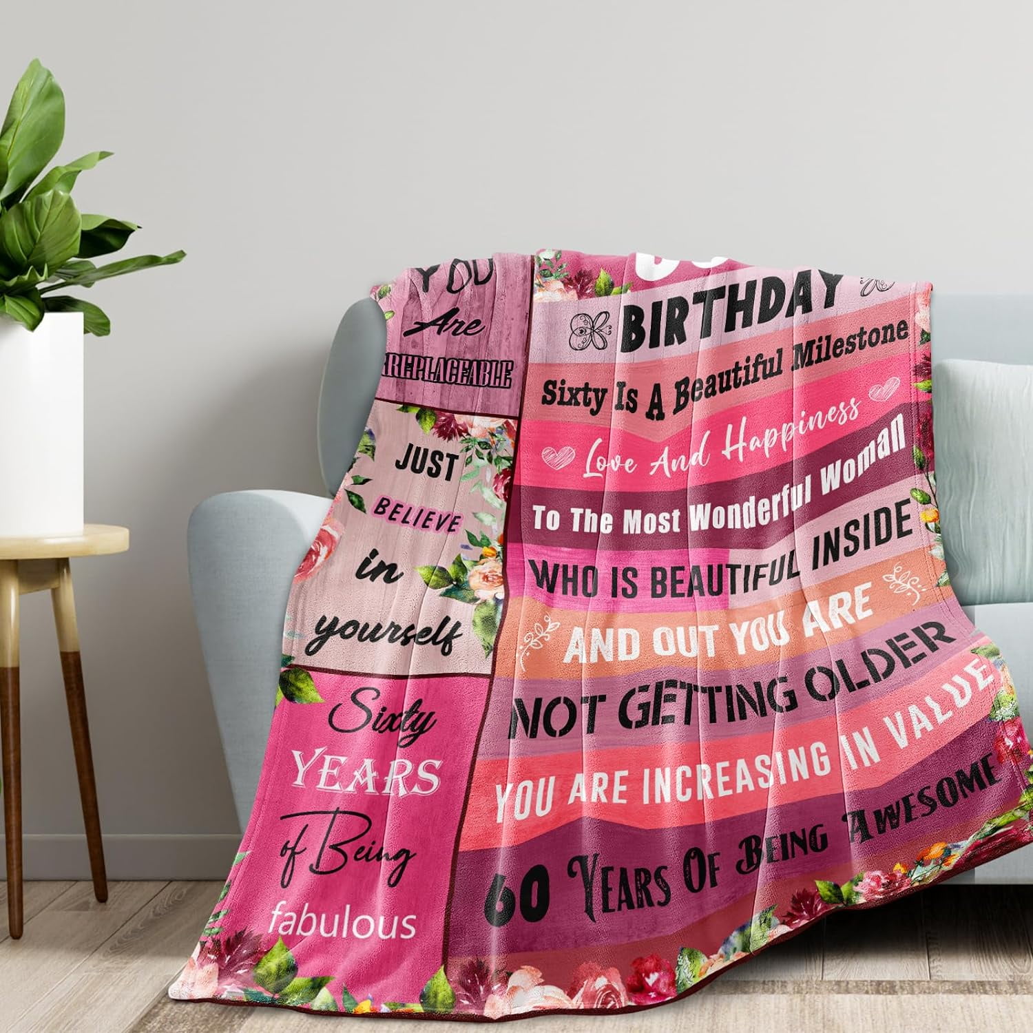 60th Birthday Gifts for Women, 60th Birthday Blanket, 60th Birthday Decorations, 60th Birthday Gifts for Her, 60 Year Old Birthday Gift Ideas, 60th Birthday Gift for Mom -