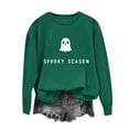 thumbnail image 2 of VKOYWKM Womens HalloweenSweatshirt Cute Spooky Ghost Graphic Sweatshirts Crewneck Long Sleeve Fall Pullover Tops Halloween Party Outfits for Women, 2 of 7