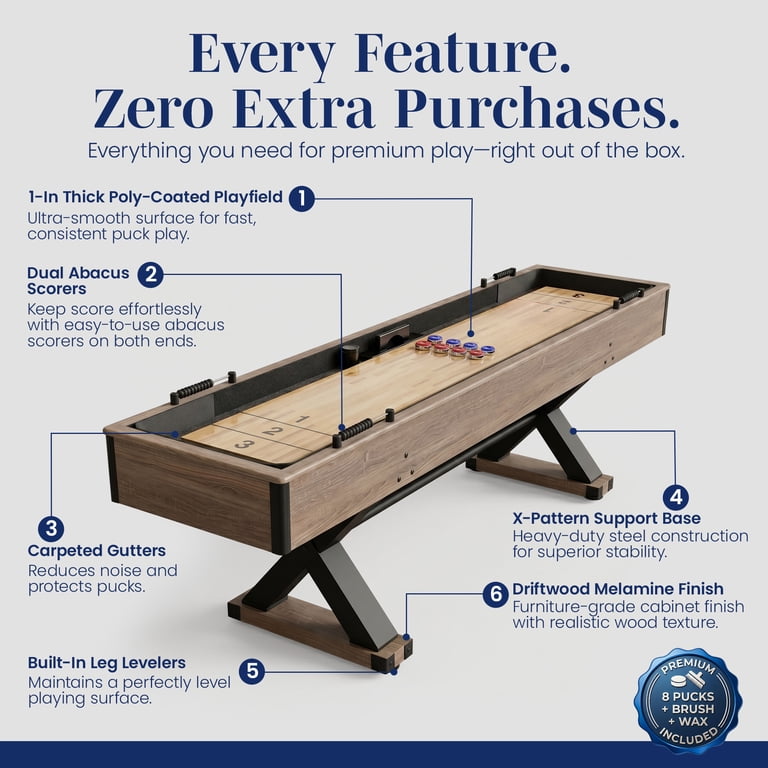 Hathaway Excalibur 9-ft Shuffleboard Table, Rustic Driftwood