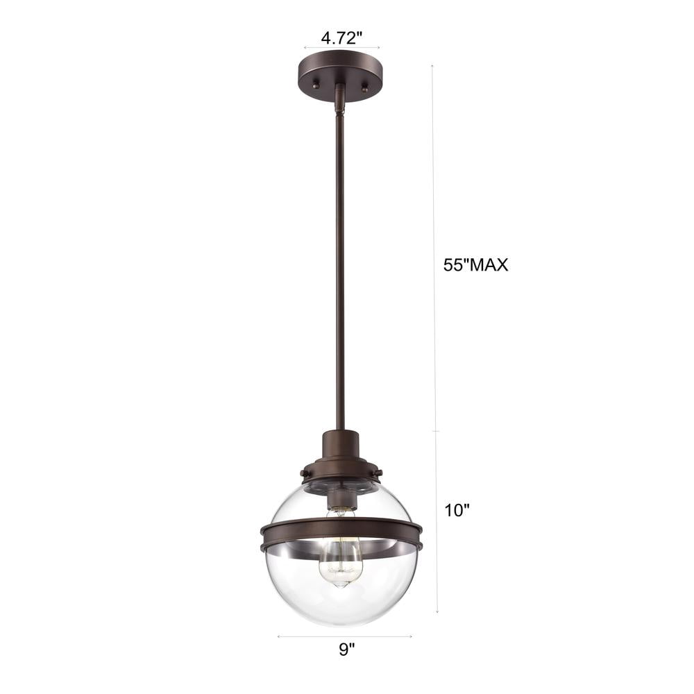 CHLOE Roan 1 Light Oil Rubbed Bronze Mini Pendant Ceiling Fixture 9" Wide