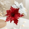 thumbnail image 2 of 40pcs Artificial Flower Christmas Glitter Flowers 8in Flannel Xmas Ornaments For Home Iron Wire Silver Champagne Tree Decorations, 2 of 16