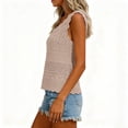 thumbnail image 5 of Gsakboxl Womens Tank Tops 2026 Women Hollow Out Crochet Wave Trim Sleeveless Knit Tank Top Loose Fit Breathable Summer Resort Beach Vacation Outfit Camisole Vest Khaki S, 5 of 7