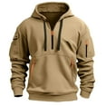 thumbnail image 2 of TOWED22 Men's Fleece Hoodie Casual Long Sleeve 1/4 Zipper Pullover Sweatshirts(Khaki,XL), 2 of 8
