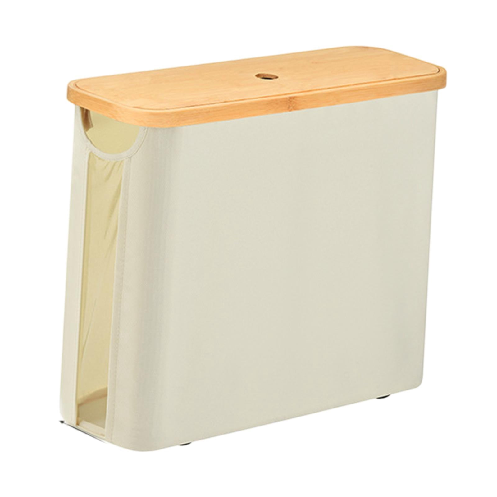 Fiocias Toilet Paper Holder Multifunctional Accessories Container with Bamboo Lid Toilet Beige