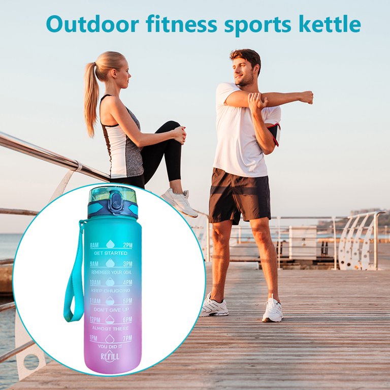 1000ml Sports Water Bottle with Time Marker Outdoor Gym Fitness Portable  Cups