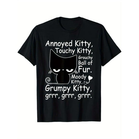 100% Cotton Funny Cat Graphic T-Shirt – "Angry Kitty" Design with Humorous Phrases, Perfect Gift for Cat Lovers, Men & Women, Sizes S-XXXL, Black, Pet Owner Apparel | Playful Design | 100% Cotton Tee